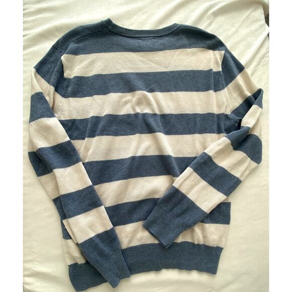Mens J.Crew Cotton Piqué-Stitch Striped Sweater Size Medium - Picture 4 of 8
